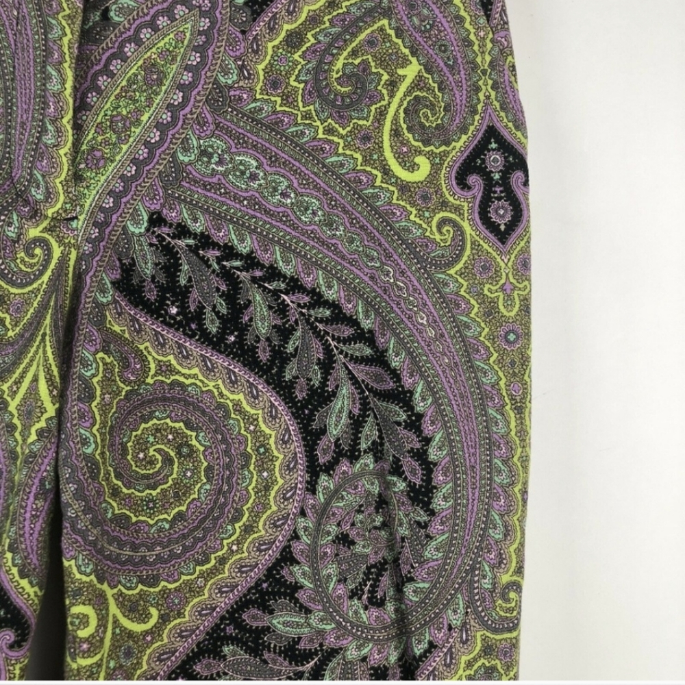 J. Crew Print Capri Pants - Sovereign Paisley Lilac Chartreuse Office Ankle - Picture 4 of 9